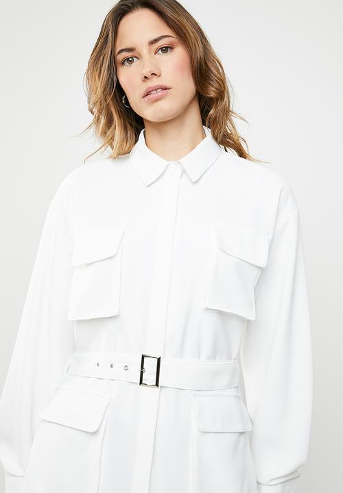 Missguided - Belted shirt jacket - white