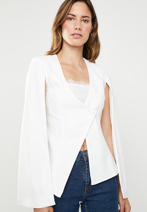 Missguided - Open sleeve darted asymmetric jacket - white