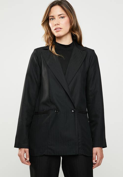 STYLE REPUBLIC - Longer length double breasted blazer - black