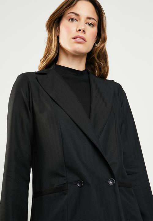 STYLE REPUBLIC - Longer length double breasted blazer - black