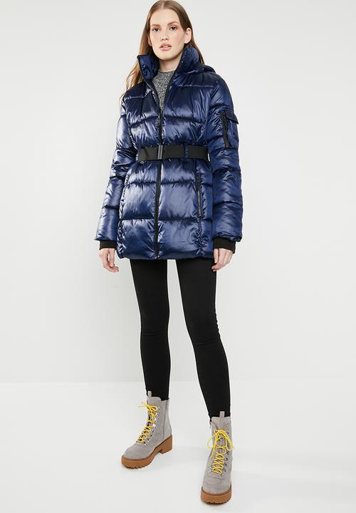 STYLE REPUBLIC - Longline hooded puffer jacket - navy