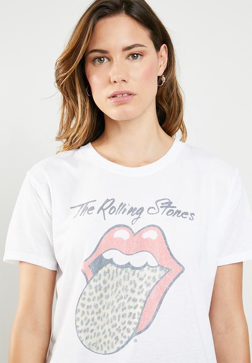 Cotton On - Tbar fox graphic tee rolling stones - white