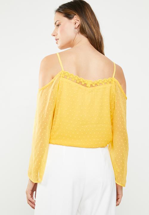 ONLY - Darling cold shoulder 3/4 top - yellow