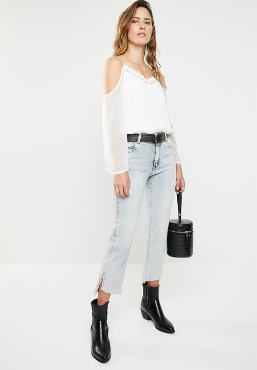 ONLY - Darling cold shoulder 3/4 top - white
