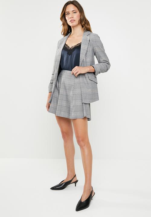 ONLY - Sophie check neo skirt - grey