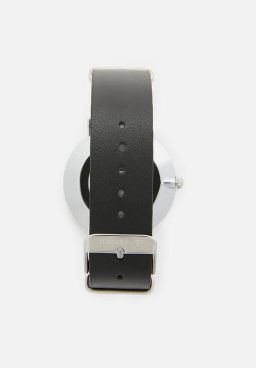 Superbalist - Charlie leather watch - black & silver