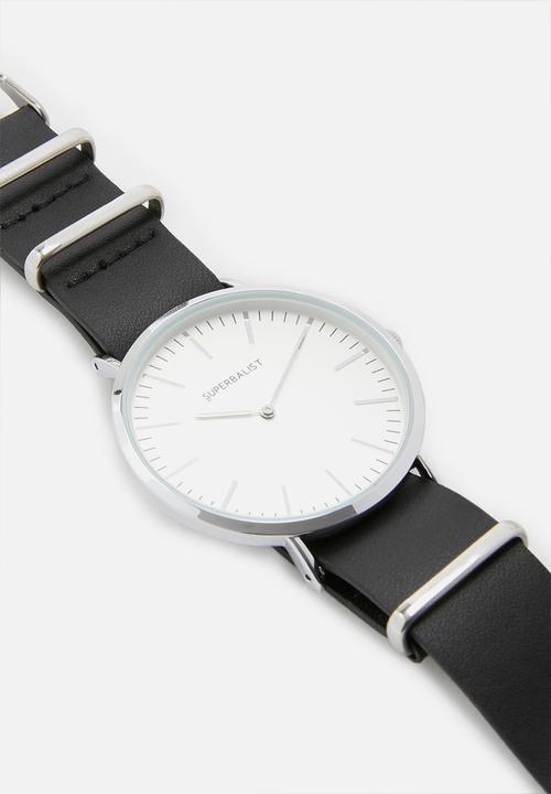 Superbalist - Charlie leather watch - black & silver