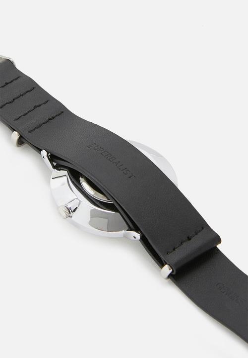 Superbalist - Charlie leather watch - black & silver
