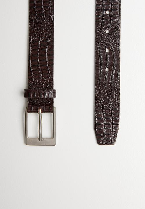 Superbalist - Faux croc leather belt - brown