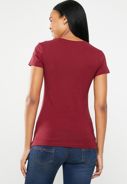 POLO - Allie pony stretch tee - burgundy