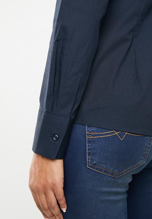POLO - Amber concealed front shirt - navy