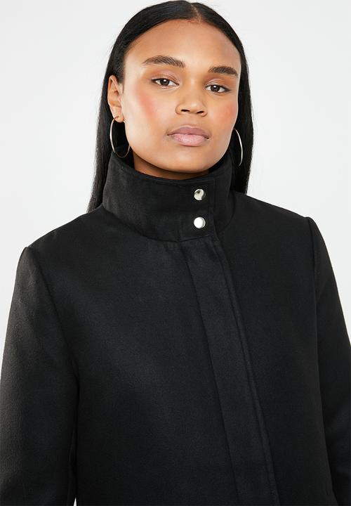 edit - Funnel neck coat - black