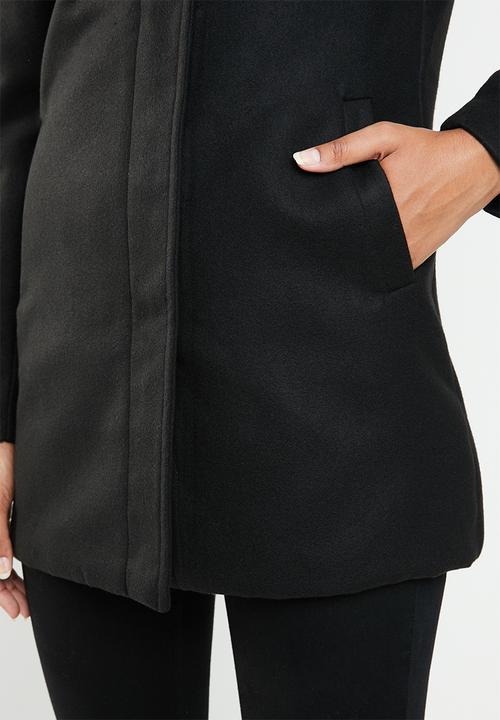 edit - Funnel neck coat - black