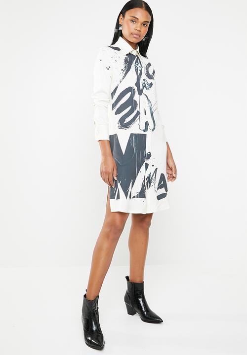 DAVID by David Tlale - Bathabile shift shirt dress - cream 
