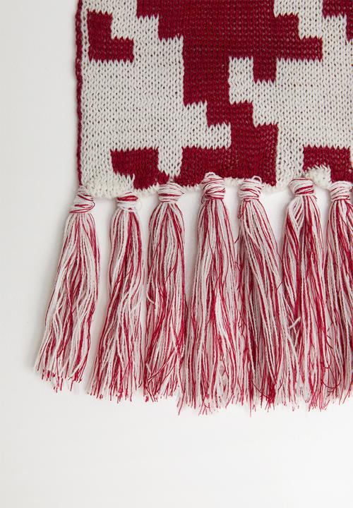 Superbalist - Houndstooth scarf - white & burgundy 