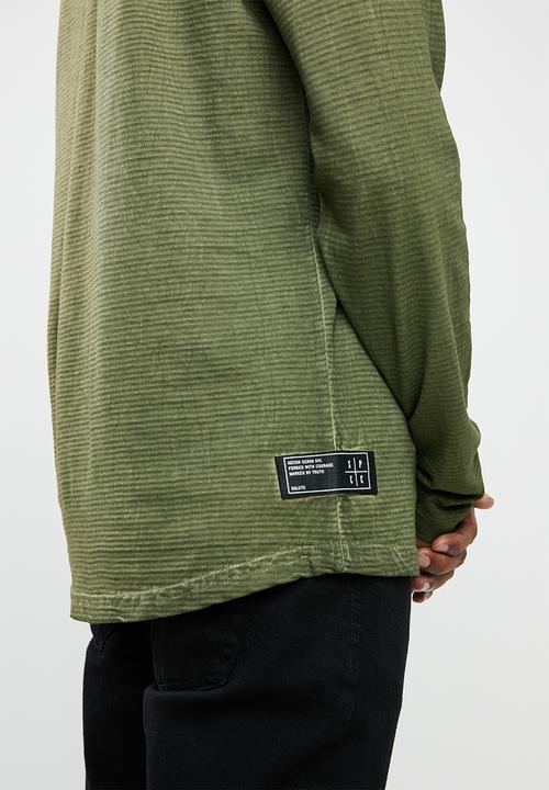 S.P.C.C - Shadow stripe logo tee with dirty dye - green