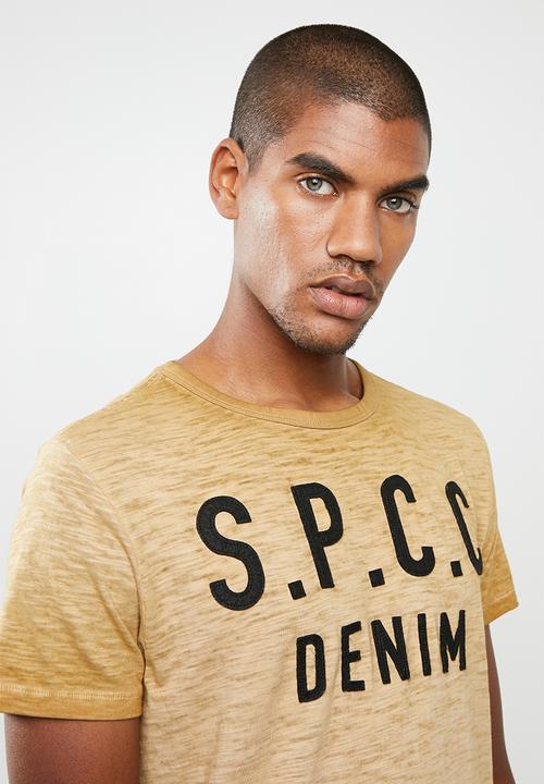 S.P.C.C - Dirty dye slub tee with applique - brown