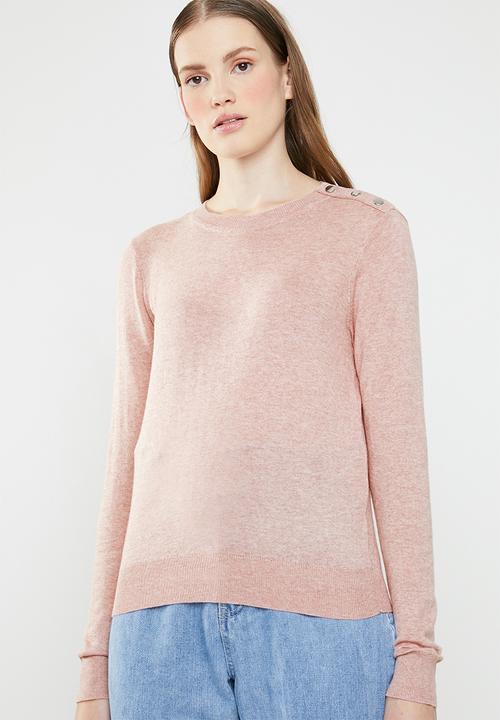 Vero Moda - Milda long sleeve o-neck button knit - pink
