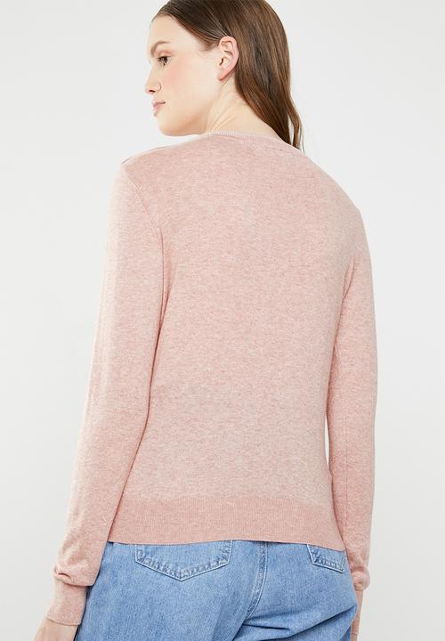 Vero Moda - Milda long sleeve o-neck button knit - pink