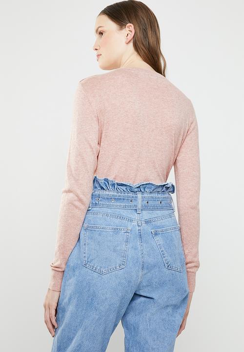 Vero Moda - Milda long sleeve o-neck button knit - pink