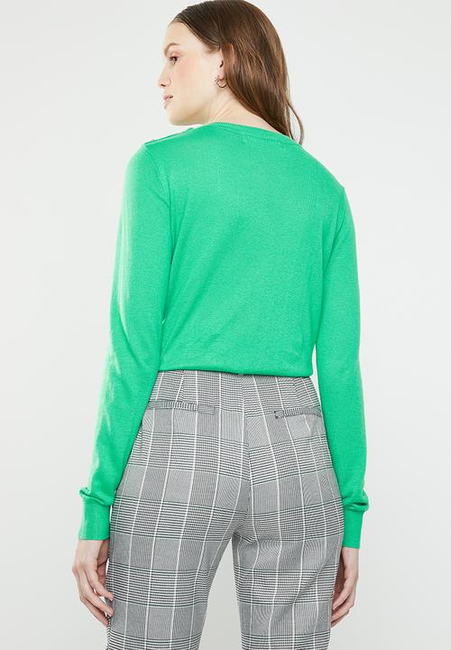Vero Moda - Milda long sleeve o-neck button knit - green