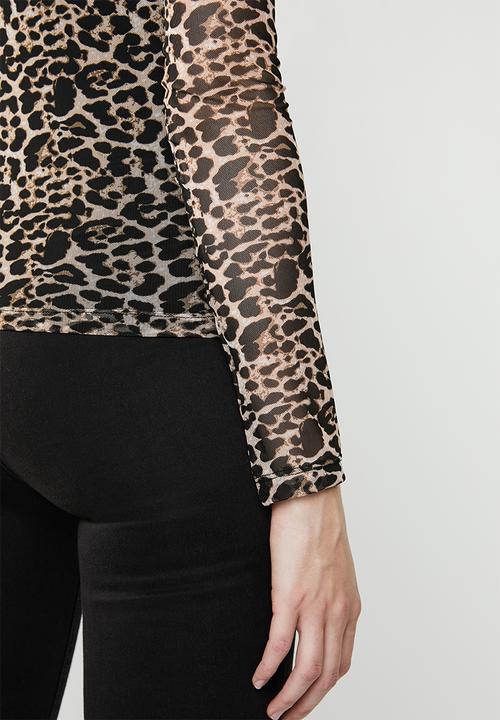 Superbalist - Long sleeve mesh tee - black & brown