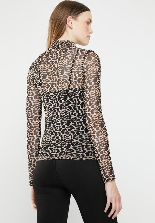 Superbalist - Long sleeve mesh tee - black & brown