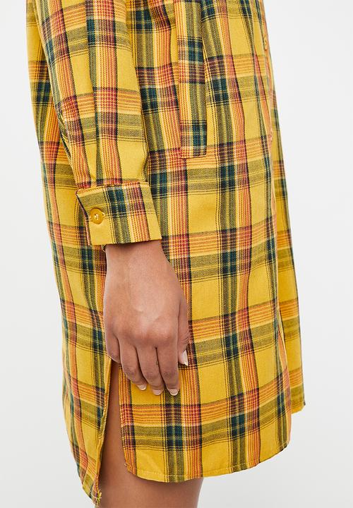 Superbalist - Longline shirt dress - yellow check