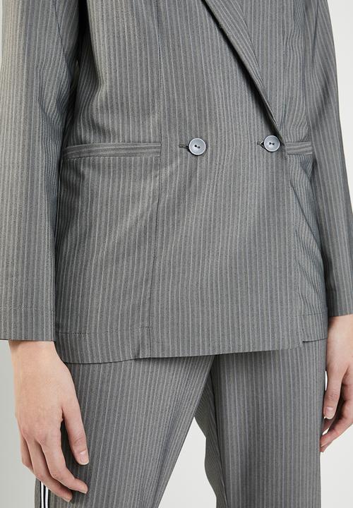 STYLE REPUBLIC - Longer length double breasted blazer - grey