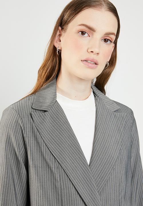 STYLE REPUBLIC - Longer length double breasted blazer - grey