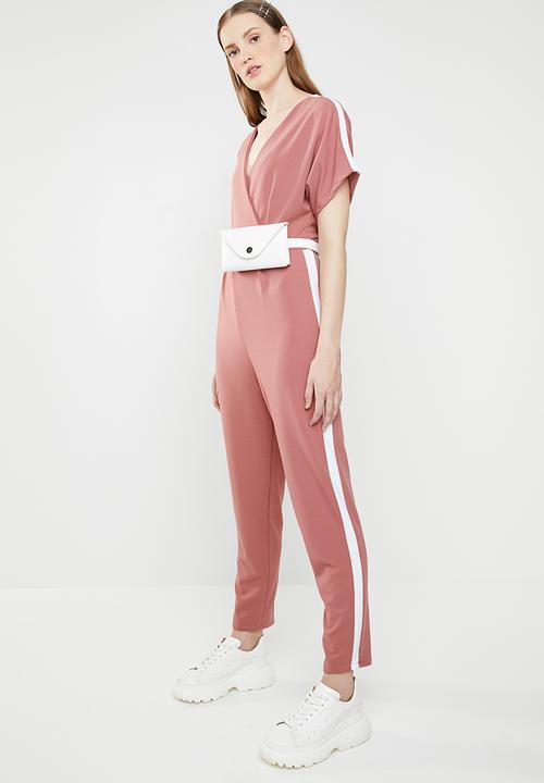STYLE REPUBLIC - Contrast stripe jumpsuit - pink & white