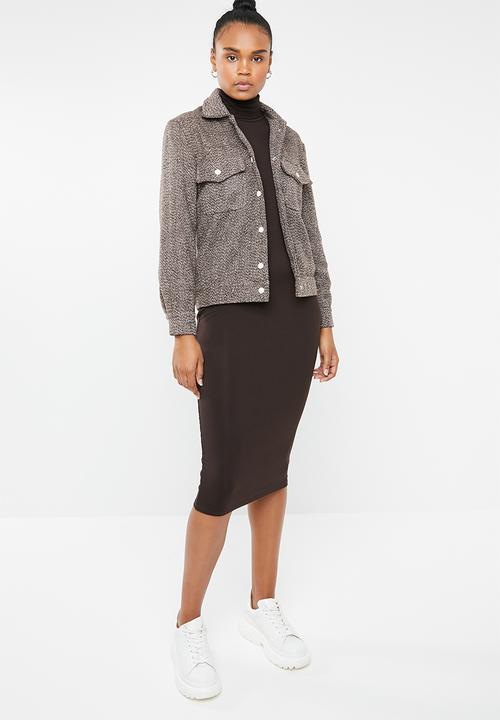 Superbalist - Poloneck bodycon - brown