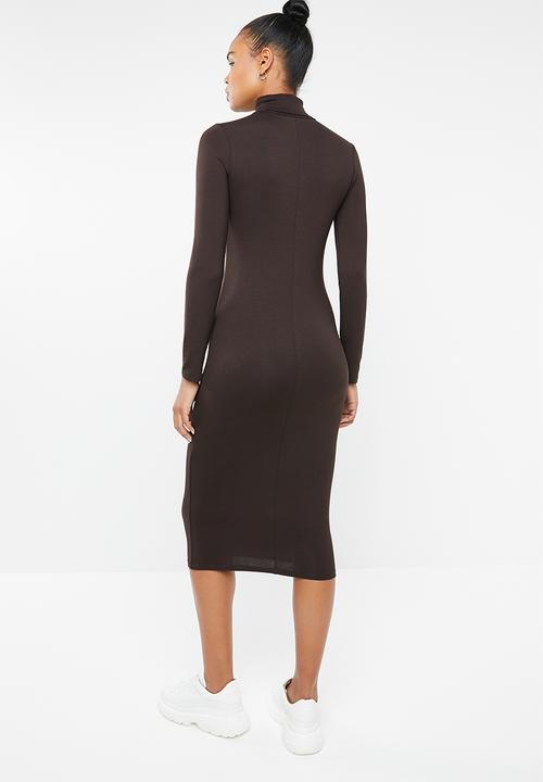 Superbalist - Poloneck bodycon - brown