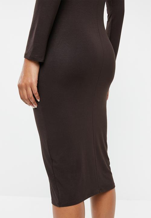 Superbalist - Poloneck bodycon - brown