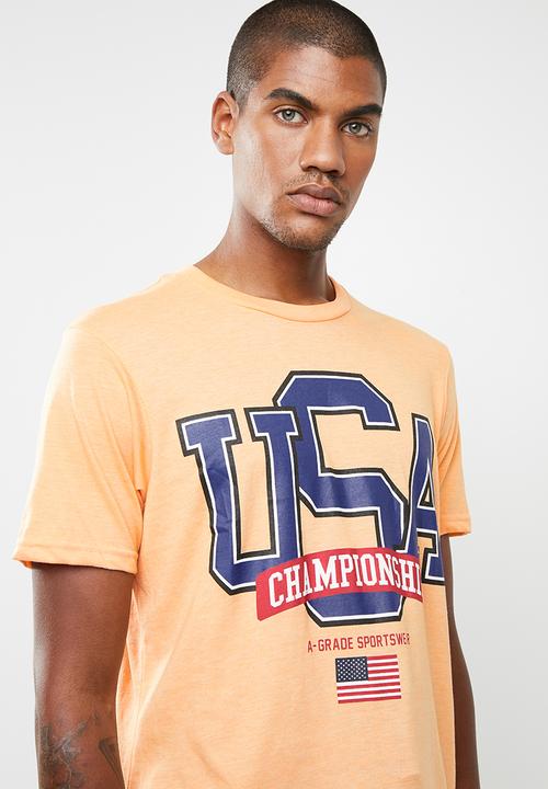 Cotton On - Usa champs Tbar tee - orange