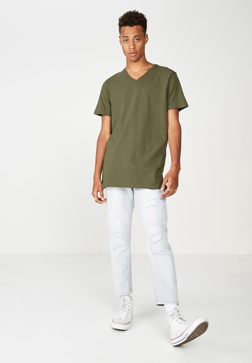 Cotton On - Essential short sleeve vee neck  - khaki