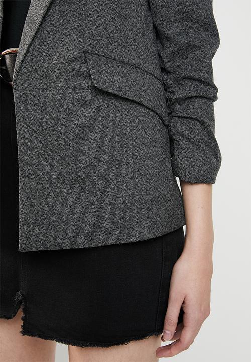 ONLY - Zoey ruched sleeve blazer - charcoal