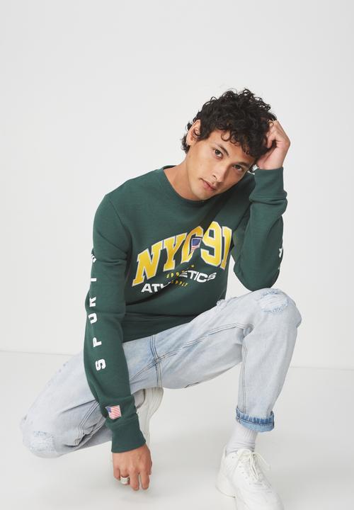 Cotton On - NYC 91 athletics crew fleece - green