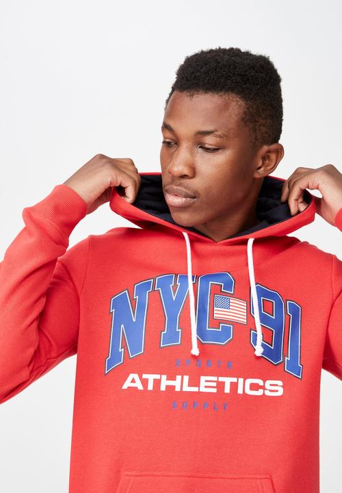 Cotton On - NYC 91 fleece pullover - red