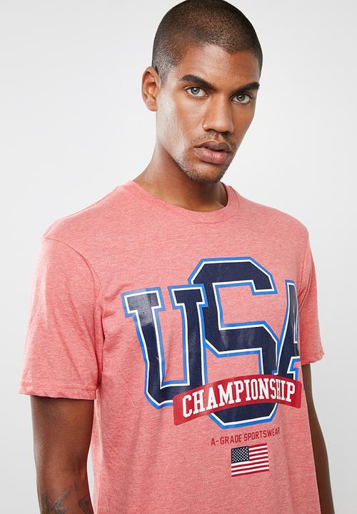 Cotton On - Usa champs Tbar tee - pink 