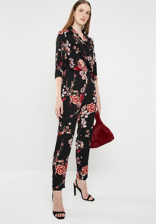 ONLY - Nova lux printed wrap 3/4 sleeve jumpsuit - multi