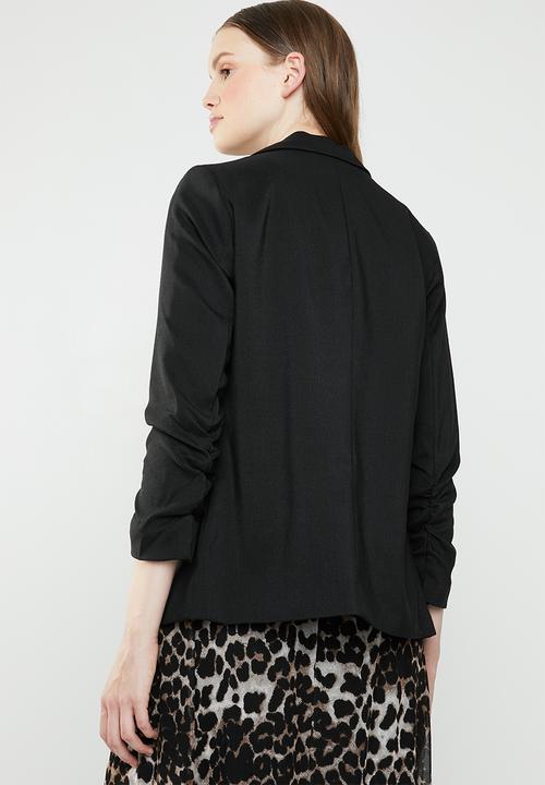 ONLY - Zoey ruched sleeve blazer - black