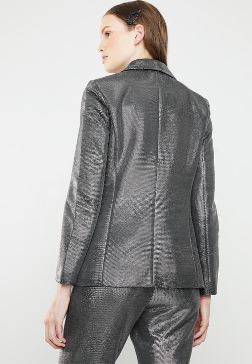 ONLY - Shiny double breasted blazer - silver