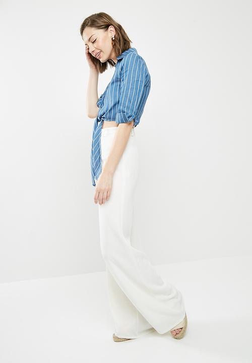 Missguided - Premium wide leg trousers - white