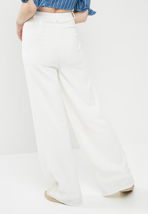Missguided - Premium wide leg trousers - white