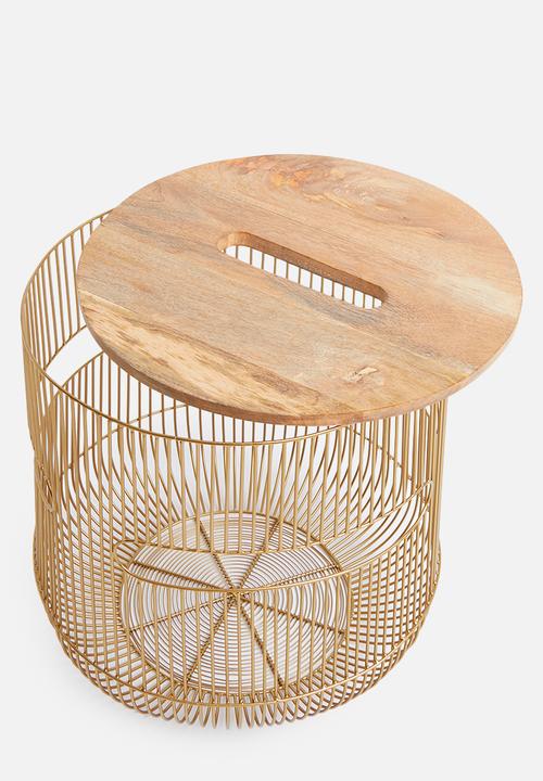 Sixth Floor - Rae storage table - gold/wood