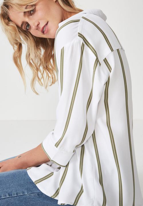 Cotton On - Lexie popover shirt - white & khaki