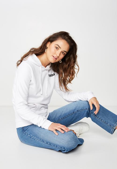 Cotton On - Delevinge graphic hoodie - white