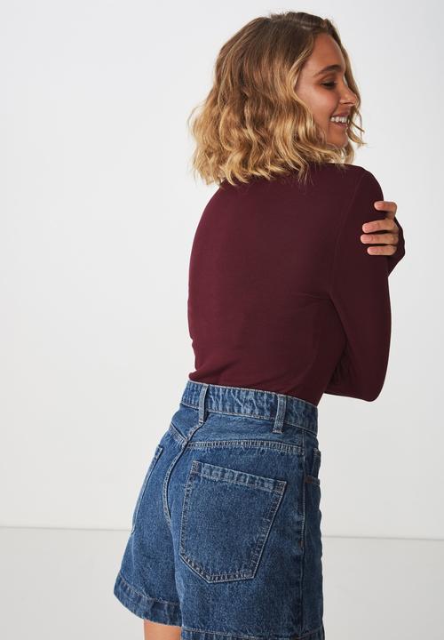 Cotton On - Baby tee long sleeve bodysuit - burgundy