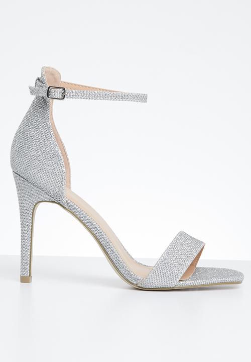 New Look - Glitter ankle strap stiletto heel - silver